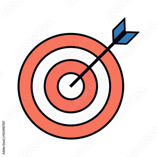 Minimal vector illustration of red dartboard symbolizing precision, focus, and business objectives on white