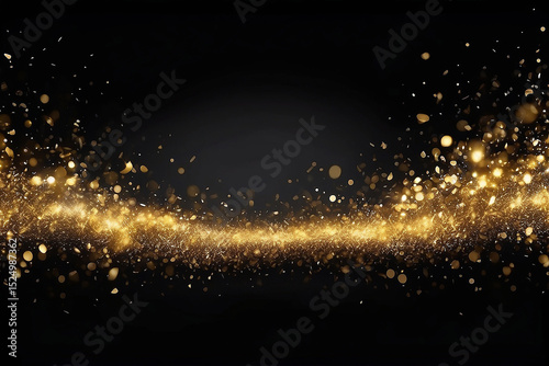 luxury gold bokeh on black background for decoration