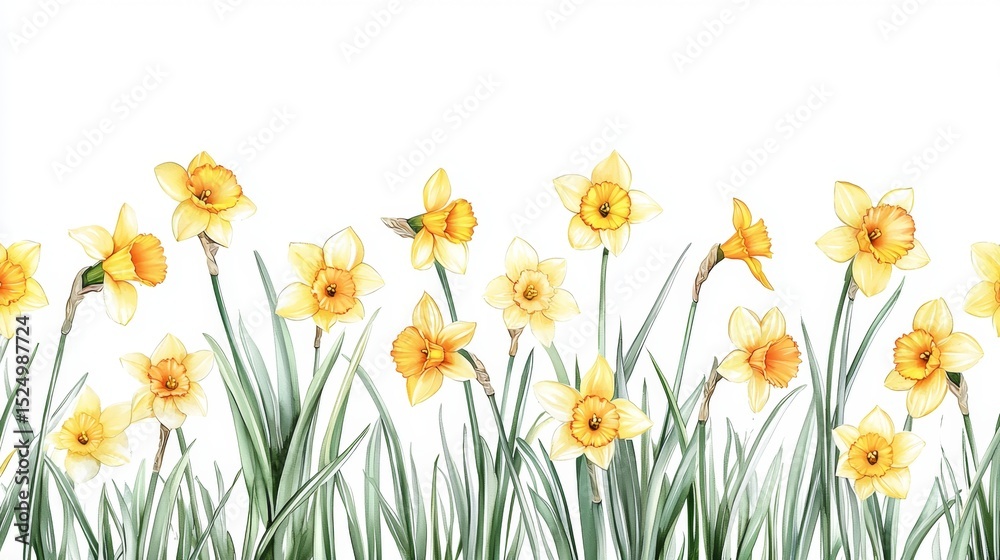 Obraz premium Ideal nursery art featuring a simple clipart design of daffodils.