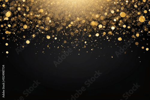 Abstract gold bokeh with black background, isolated elements, modern style, luxury, minimalist, luxury, minimalist