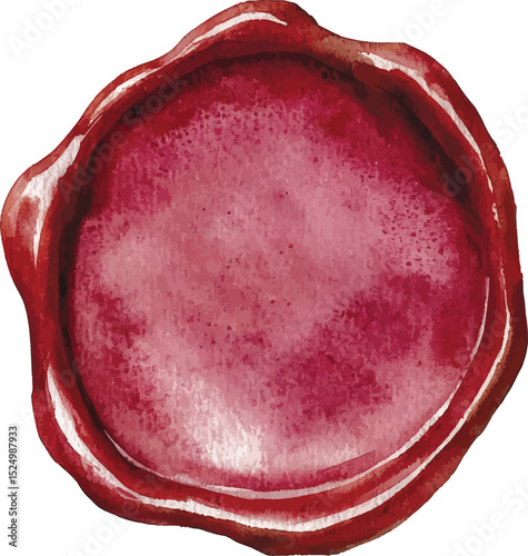 Red Wax Seal Stamp - Watercolor  vector illustration