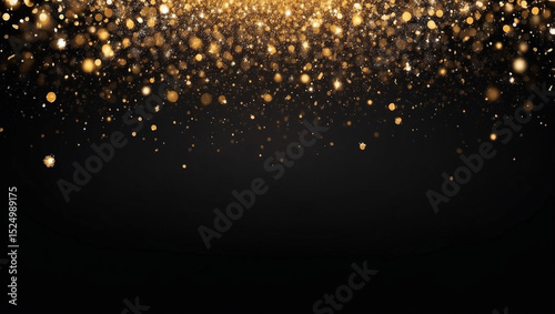 Abstract gold bokeh with black background Glitter defocused abstract twinkly lights Christmas template EPS 10