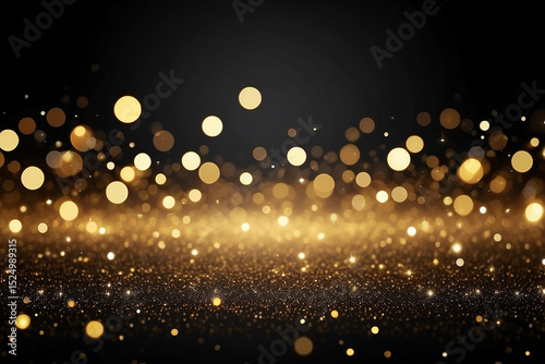 Abstract gold bokeh with black background Glitter defocused abstract twinkly lights Christmas template EPS 10