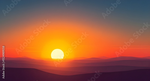 mountain ridge sunset, sunset sky, twilight mountains, colorful sunset, mountain horizon, sunset scene, sunset artwork, mountain valley sunset, sunset illustration, sunset nature art, sunset over hill