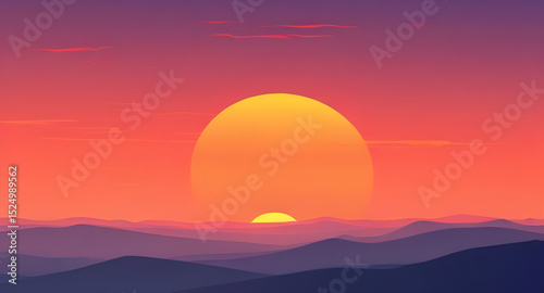 sunset painting, mountain ridge sunset, sunset sky, twilight mountains, colorful sunset, mountain horizon, sunset scene, sunset artwork, mountain valley sunset, sunset illustration, sunset nature art,