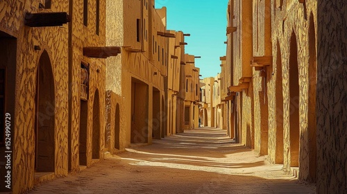 Fototapeta Naklejka Na Ścianę i Meble -  Unveil the architectural beauty of Diriyah’s ancient pathways.