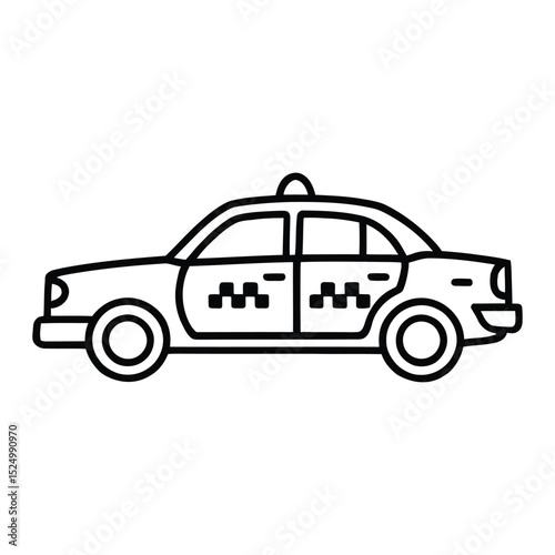 Taxi Icon, Vector, Illustration, Icon, Outline, Line Art, Silhouette, Logo, White Background.