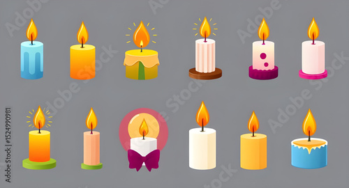 Candle illustration vector, Candle flame icon, Burning candle clipart, Candle with wax vector, Aromatherapy candle drawing, Scented candle icon, Candlelight vector, Decorative candle art, Candle silho