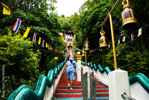 Canvastavla Antique red stairs of Chinese Dragon Tunnel to Ku Ha Mangkorn Sawan or Bua Kli C