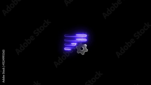 Neon menu button icon. Glowing neon line animation on black background. Animation of Neon menu button icon ..