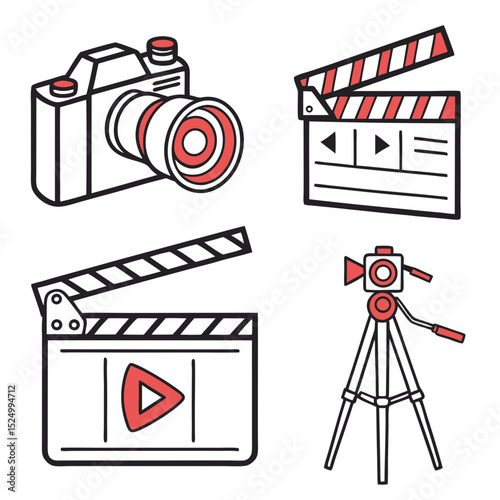 Filmmaking and photography equipment icons