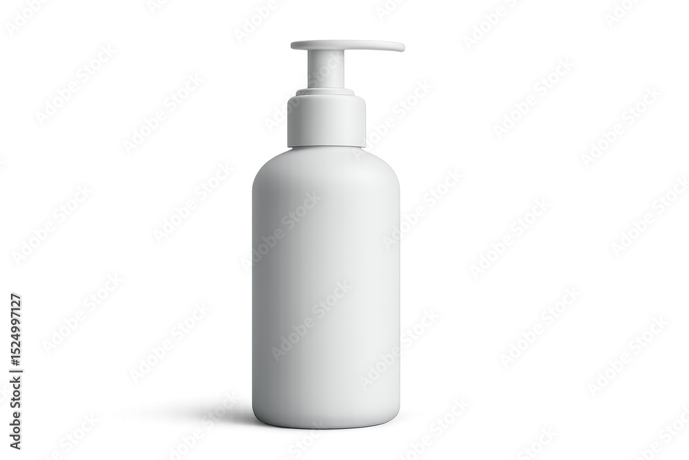 White pump bottle mockup on transparent background, concept for cosmetic product packaging design White pump bottle mockup on transparent background, concept for cosmetic product packaging design