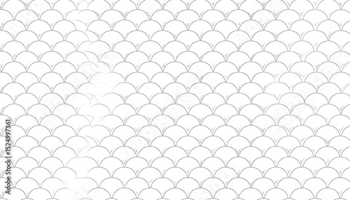 Seamless pattern of delicate, overlapping grayscale semicircles resembling fish scales or wave-like forms, creating a subtle textured background