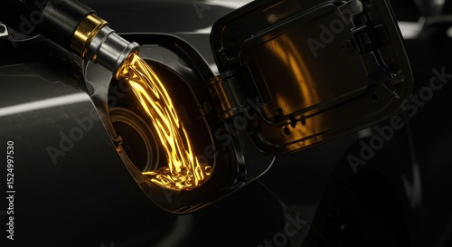 Cars fuel tank receiving gasoline stream