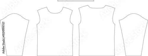 Basic Pattern Blocks for Long-Sleeved T-shirt. For fashion, apparel production, tech packs, schools, and mock-ups