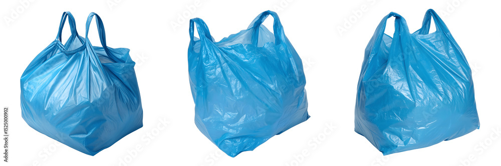 Fototapeta premium Set For blue plastic bags isolated on transparent background