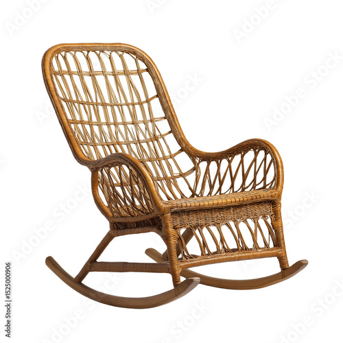 Rattan rocking chair, high quality, transparent background, high resolution, product photography