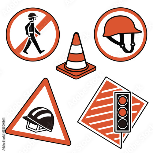 Construction site safety signs and symbols