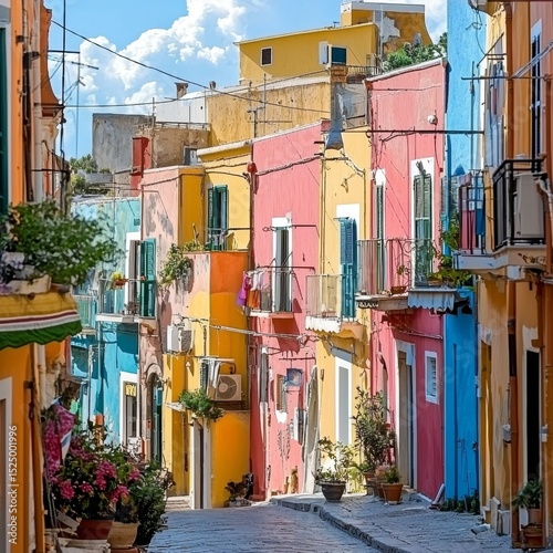 Fototapeta Naklejka Na Ścianę i Meble -  Discover the charming streets and vibrant colors of Procida.