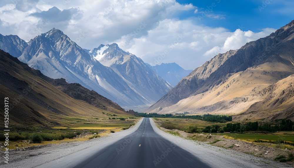 Fototapeta premium Scenic asphalt highway amidst high desert mountains