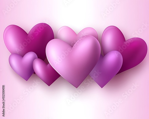 Beautiful array of pink and purple hearts in a lovely arrangement