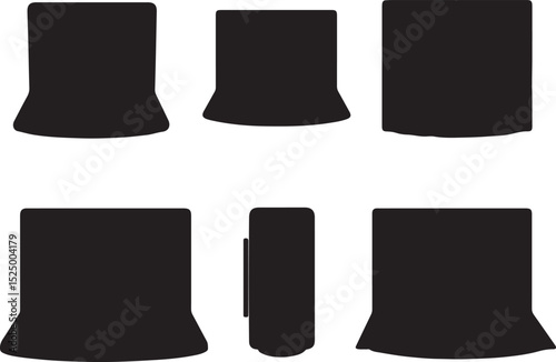 Black Silhouette Vector Illustration of Car Trunk Mats: Auto Interior Accessories, Vehicle Floor Protection, Cargo Area Liners