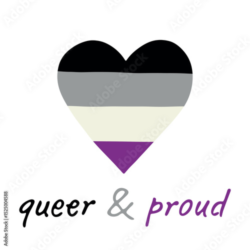 Free Download Colorful heart shape Asexual pride flag Happy pride day LGBTQIA community Pride Month Vector hand drawn doodle for posters, stickers, logo, cards - GFXLoad