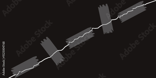 Ripped paper sheets with Sticky Tape and copy space. Vector illustration of diagonal Ripped torn paper pieces and Sticky Duct Tape. EPS 10