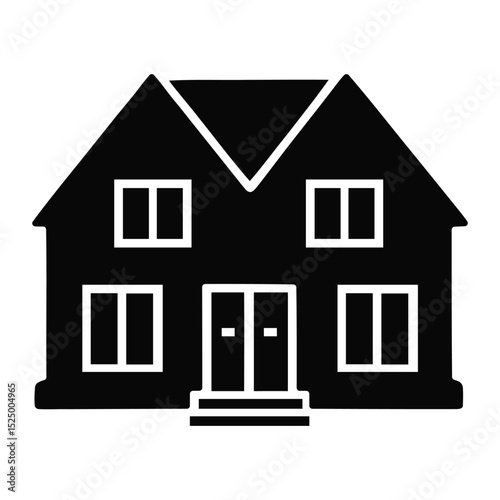 Simple black and white house illustration representing real estate and homeownership