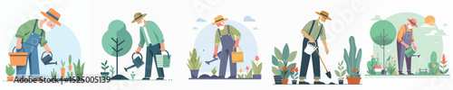 vector character grandfather gardening
