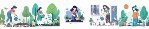 gardening woman character vector