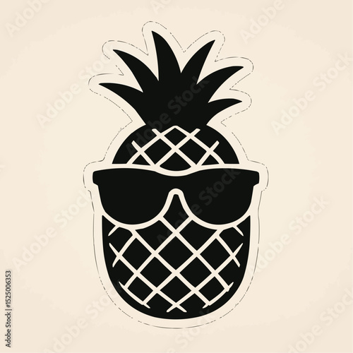 Vector illustration of an ice cream cone and a pineapple with a coffee cup icon design