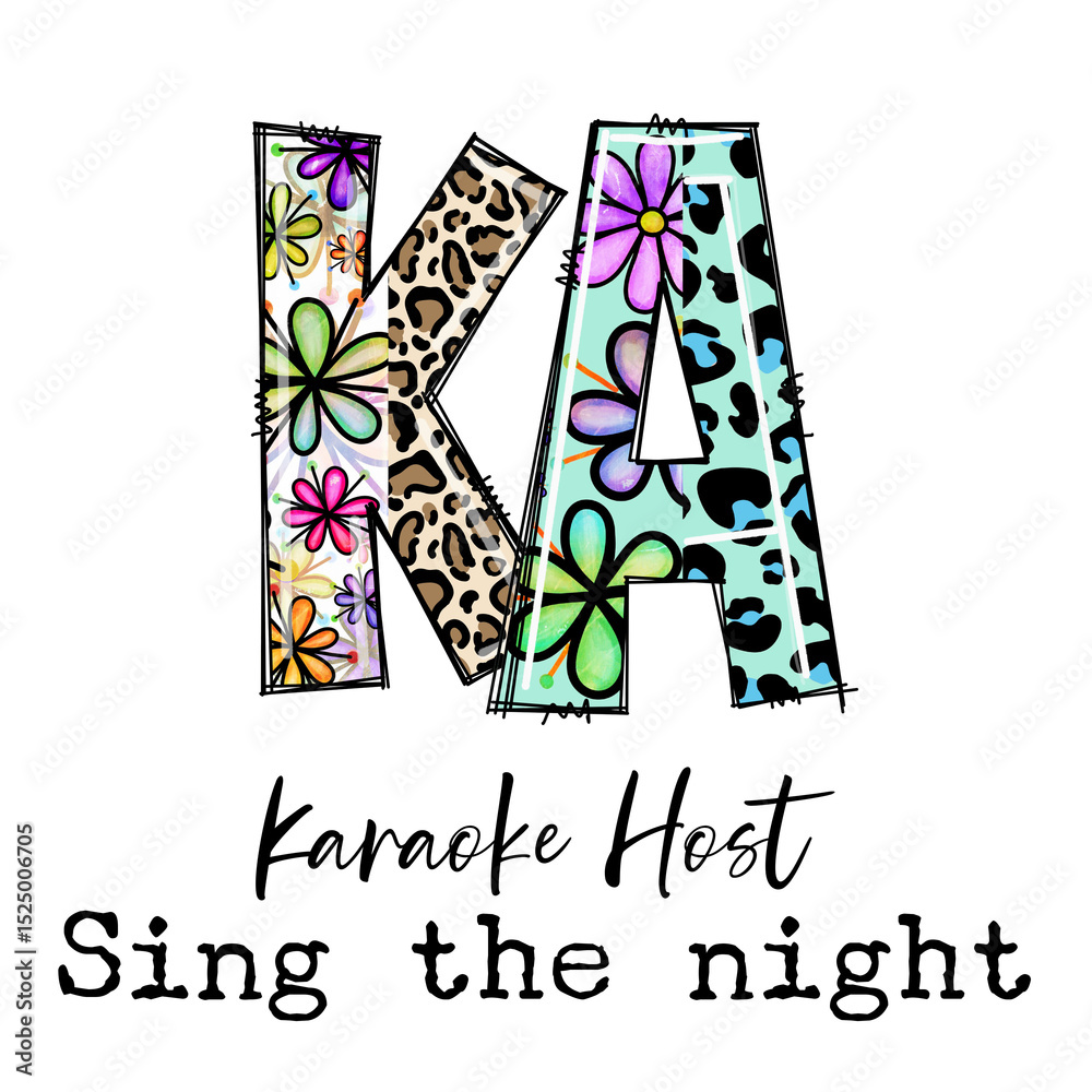 Fototapeta premium Colorful KA Karaoke Host Sing the Night Graphic Design
