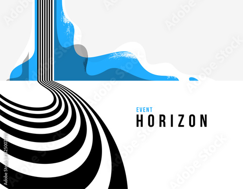 Fototapeta Naklejka Na Ścianę i Meble -  3D black and white lines in perspective with blue elements abstract vector background, linear perspective illustration op art, road to horizon.