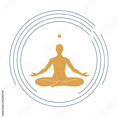 Abstract minimalist meditation vector icon depicting a person in lotus pose