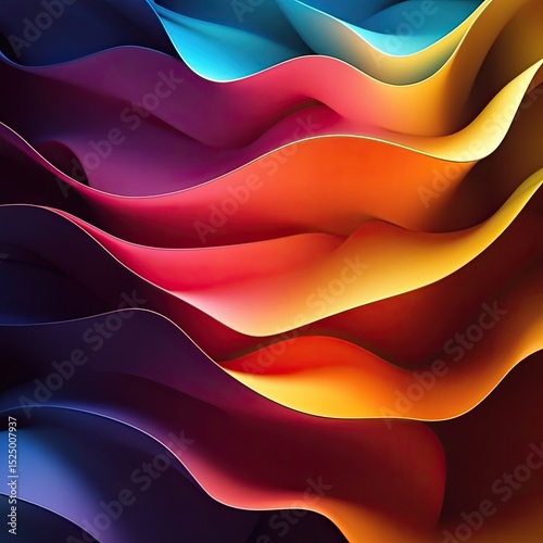 Abstract wavy layered forms in vibrant colours