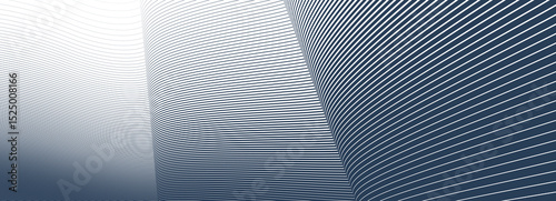 Black lines in 3D perspective vector abstract background, single color dynamic linear minimal design, wave lied pattern in dimensional and movement.