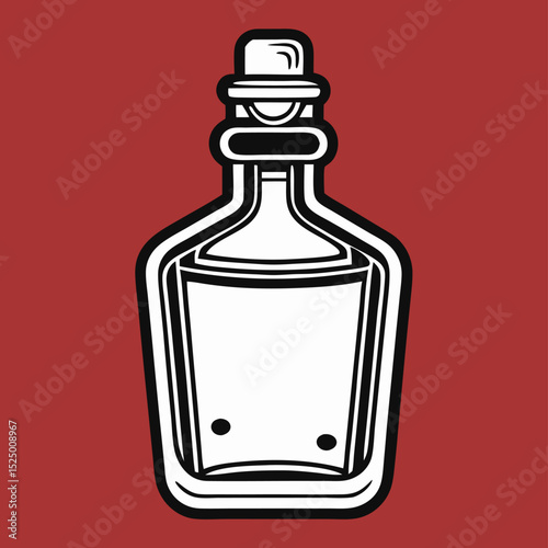 Vintage Glass Bottle Illustration, Liquor Decanter Graphic Design