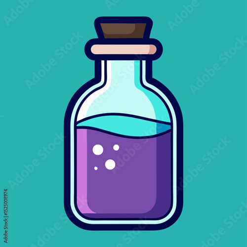 Cartoon Purple Potion Bottle Illustration