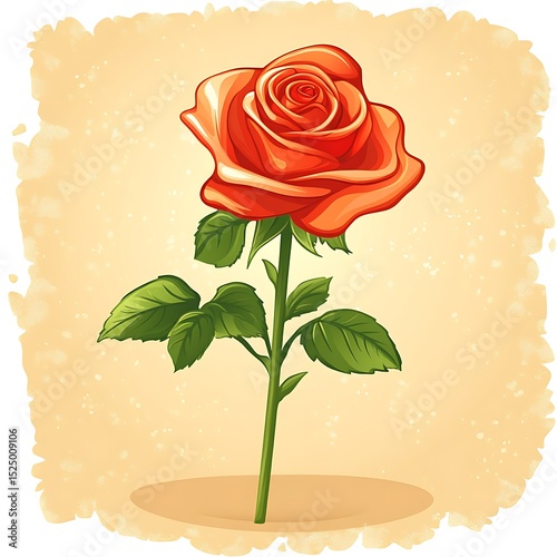 A detailed artistic representation of a single red rose flower