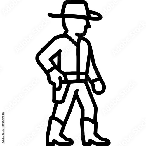 Minimalist Wild West cowboy vector icon