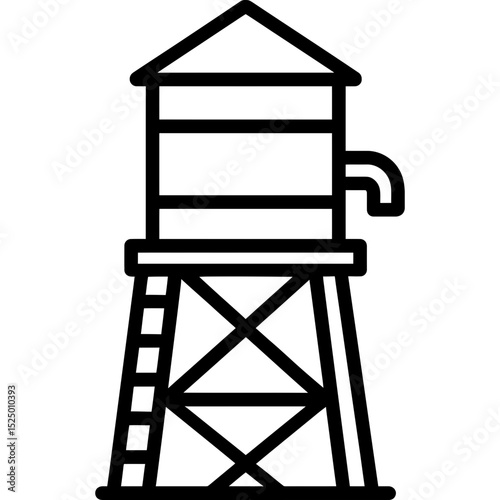 Minimalist water tower design in vector style