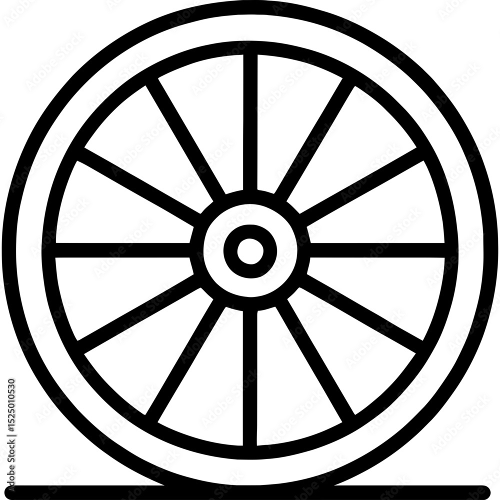 Fototapeta premium Wild West spoked wheel outline icon