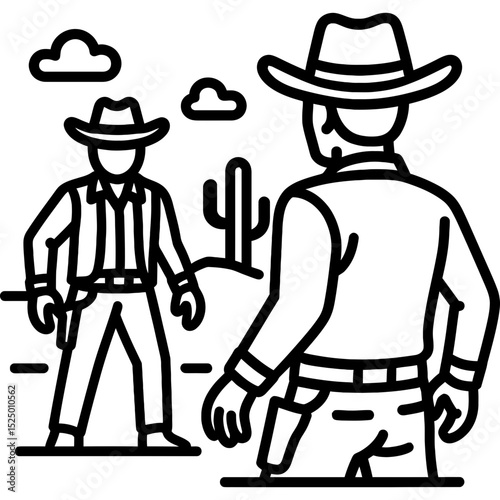 Minimalist duel icon in Wild West theme