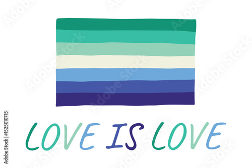 Colorful Gay men pride flag Happy pride day LGBTQ community Pride Month Vector hand drawn doodle for posters, stickers, logo, cards