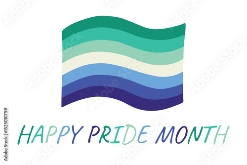 Colorful Gay men pride flag Happy pride day LGBTQ community Pride Month Vector hand drawn doodle for posters, stickers, logo, cards
