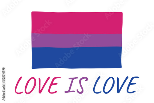 Colorful Bisexual pride flag Happy pride day LGBTQ community Pride Month Vector hand drawn doodle for posters, stickers, logo, cards
