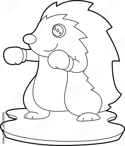 Hedgehog Boxer Boxing gloves Boxing Animal Vector Graphic Art Illustration
