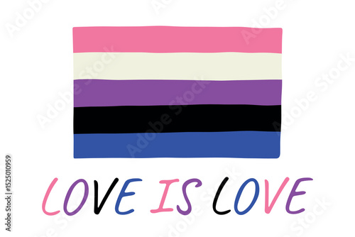 Colorful Gender fluid pride flag Happy pride day LGBTQ community Pride Month Vector hand drawn doodle for posters, stickers, logo, cards