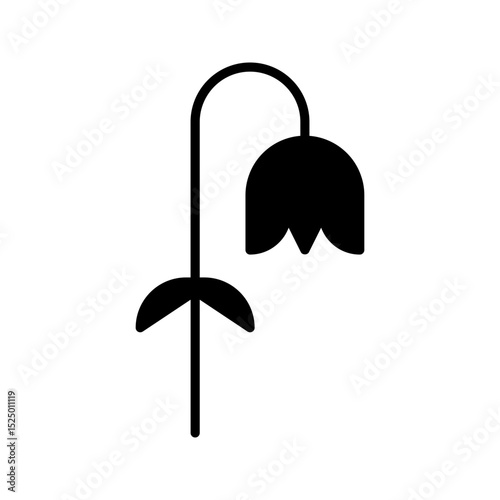 A wilted flower glyph icon for nature, decay designs